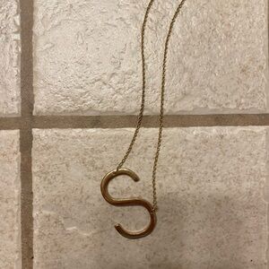 Gold Large Initial Necklace “S”